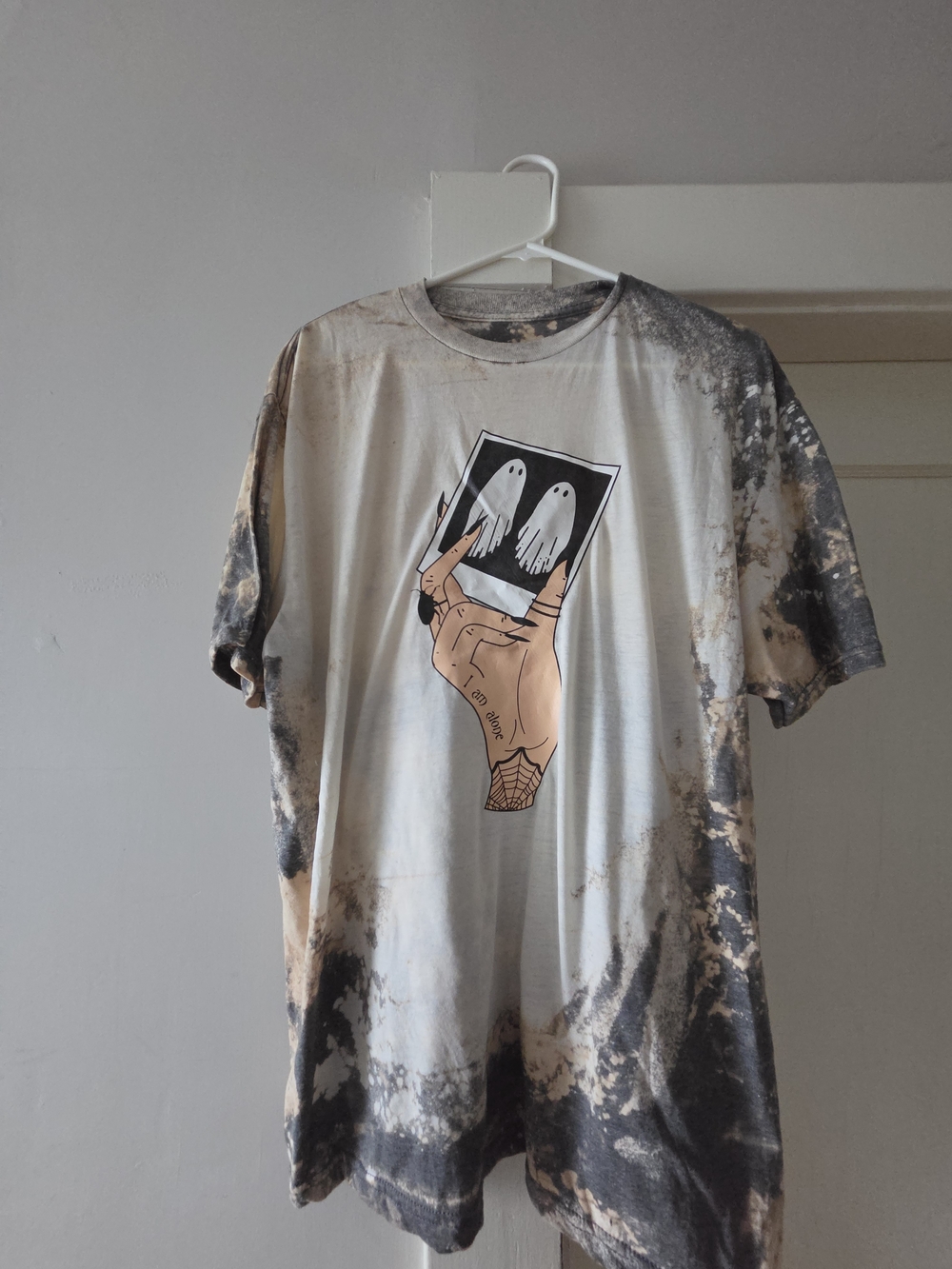 Beetlejuice Inspired Tie-Dye Graphic Tee with Ghost Polaroid